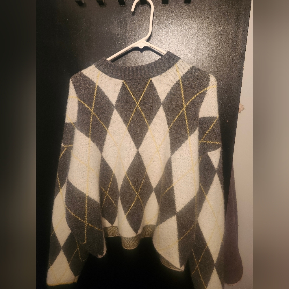 H&M x Pringle Of Scotland Gray and White Argyle Sweater